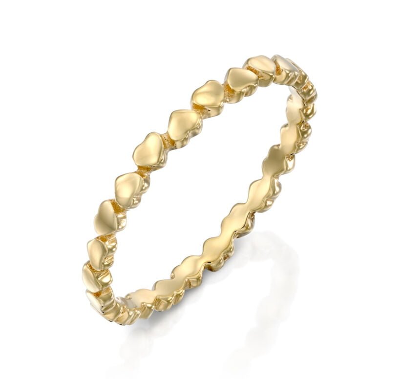 טבעת נישואין בעיצוב לבבות, זהב 14k, דגם RM3143