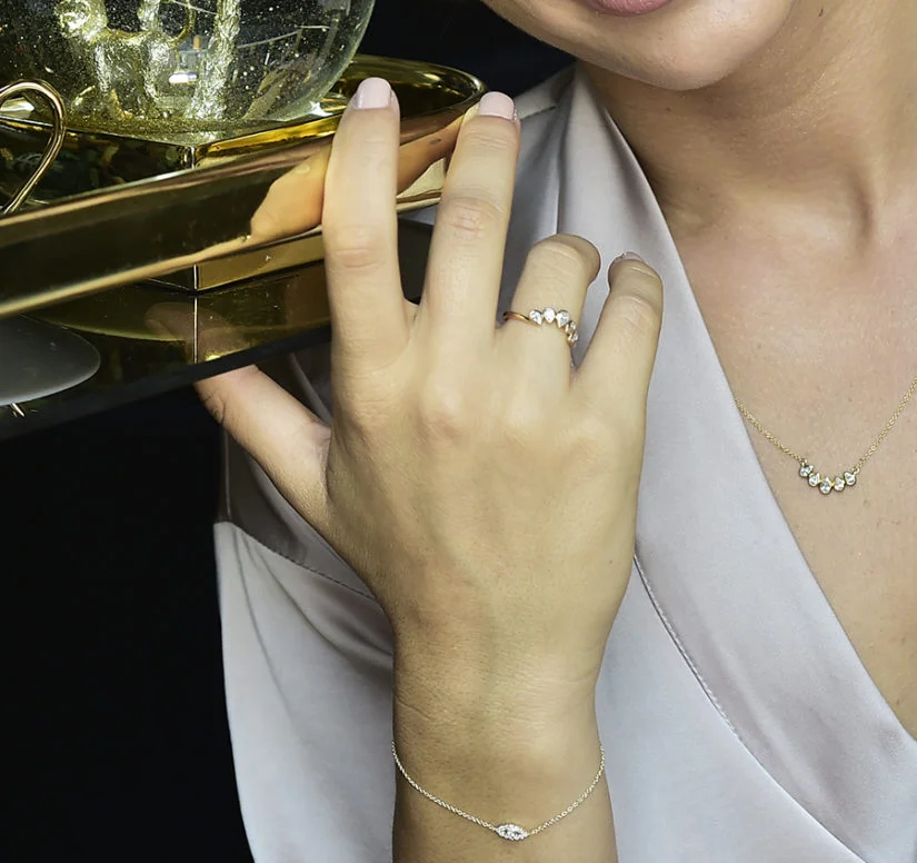 טבעת יהלומים בעיצוב טיפות, זהב 14K, משובצת משובצת 0.33 קראט יהלומים, דגם RDRA7757