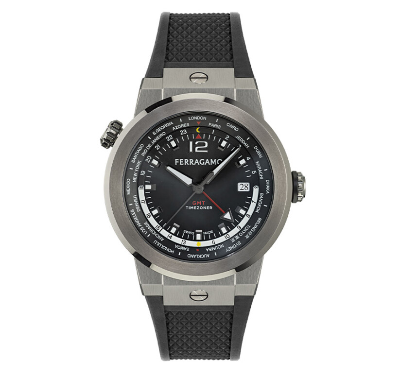 שעון Ferragamo מקולקציית F-80 GMT Worldtime, שעון לגבר ,דגם SFHA00224