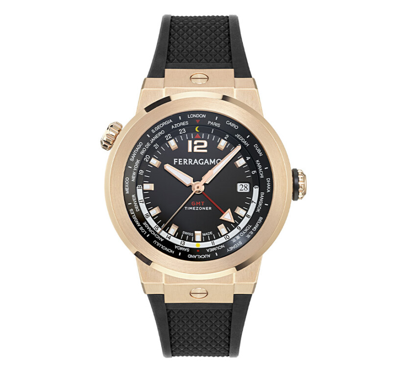 שעון Ferragamo מקולקציית F-80 GMT Worldtime, שעון לגבר ,דגם SFHA00324